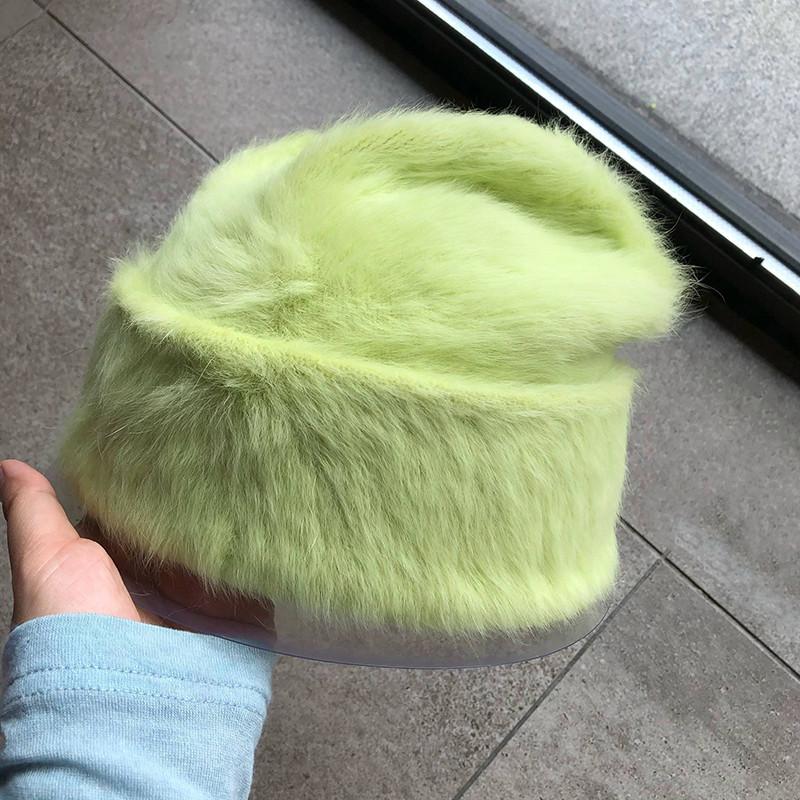 

Модные шапки из кроличьего меха для женщин, мягкая теплая пушистая ангольская зимняя шапка