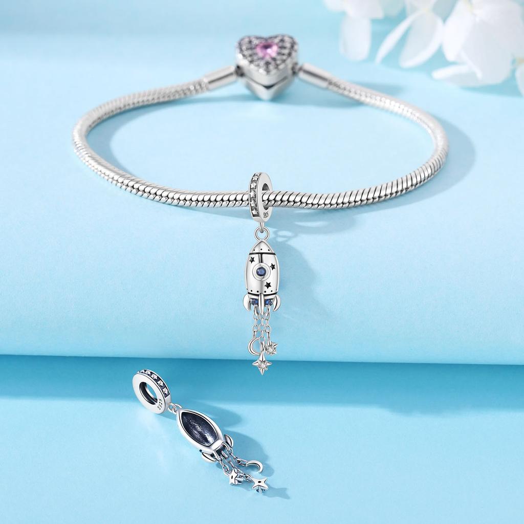 Beads Copper Charms Original Rocket Space Pendant Beads Fit Bracelet Jewelry Diy Women Fine Gift Accessory