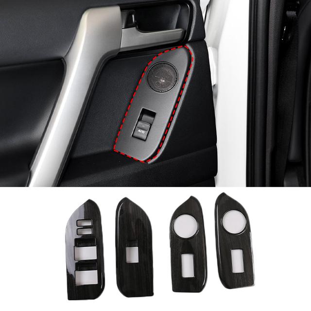Car Window Glass Lift Switch Button Control Panel Frame Cover Trim For Toyota Land Cruiser Prado FJ150 150 2014-2018 Accessories