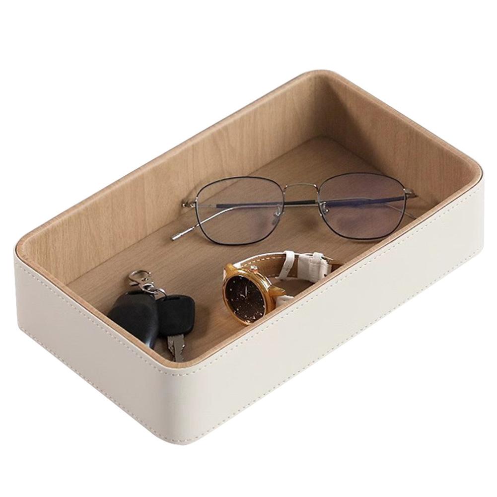 

PU Leather Storage Tray Rectangular Jewellery Ring Holder Plate Decorative Vanity Tray for Jewellery Key Watch Perfume бежевый