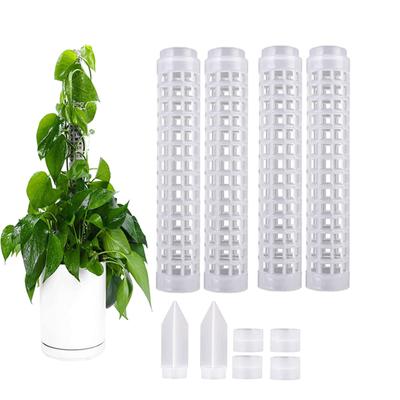 4 postes de musgo de 17,7 pulgadas, soporte de plástico para plantas Monstera, autorriego y apilables.