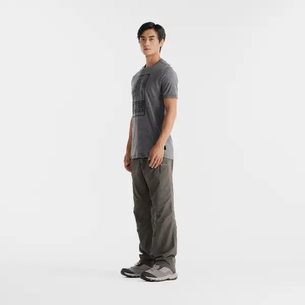 DECATHLON 100 Series TREK Solid Outdoor Ultra-Step Quick Dry Sports Mid-Rise Straight-Leg Slacks Men's Dark Olive Green