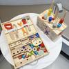 Baby Hand Carry Simulation Maintenance Tool Storage Box Screw Nut Disassembly and Assembly Beating Table Concentration Toy Wooden