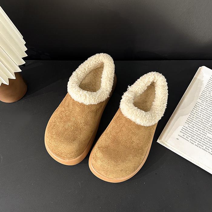 Women's Large Size Soft Sole Heightening Winter Warm Fur One Anti-slip Snow Boots Plush Lined Ankle Boots Outdoor Sports Furry Mouth Cotton Boots