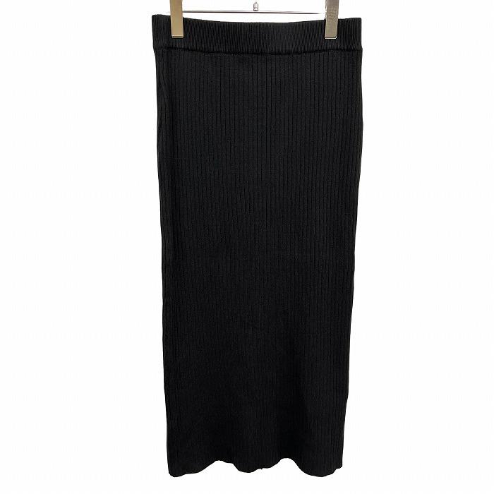 [New item] [Impression N] AZUL by moussy Rib knit tight skirt No zipper Stretch back slit Long Unlined Plain Acrylic etc. L Black Ladies