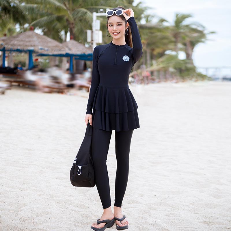 Women's Sun Protection Long Sleeve Wetsuit Set - Slimming, Quick Dry Suit for Snorkeling, Surfing & Beach Activities