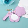 Faux Leather Flower Makeup Mirror Waterproof Portable Vanity Mirror Keychain