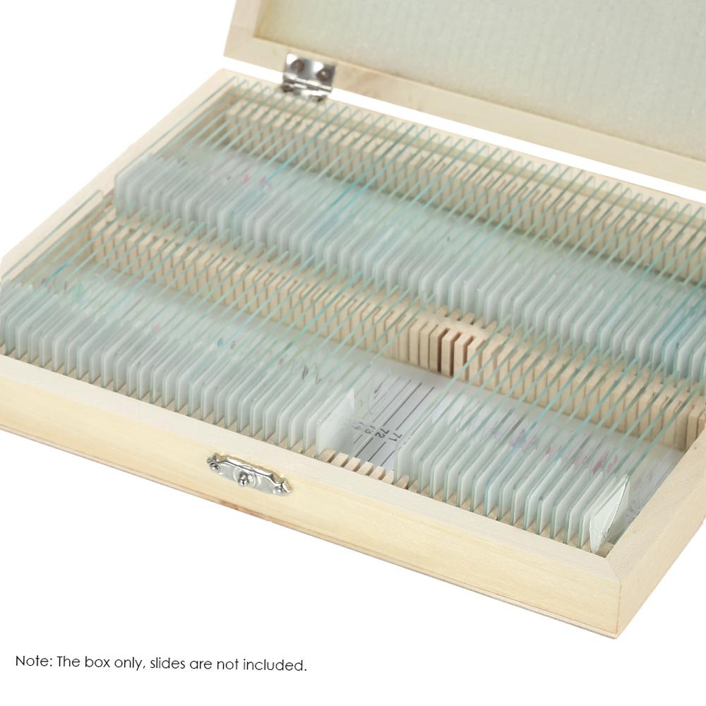 

100 Places Wooden Slide Storage Box with Numbered Slots Contents Sheet for Prepared Microscope Slides красный