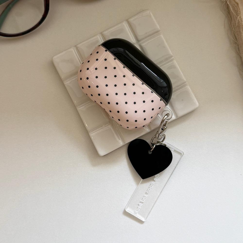 Fashion Simple Black Polka Dot Transparent Silicone Shockproof Earphone Case for AirPods 2 3 4 Pro3 With Pendant Fall Protection