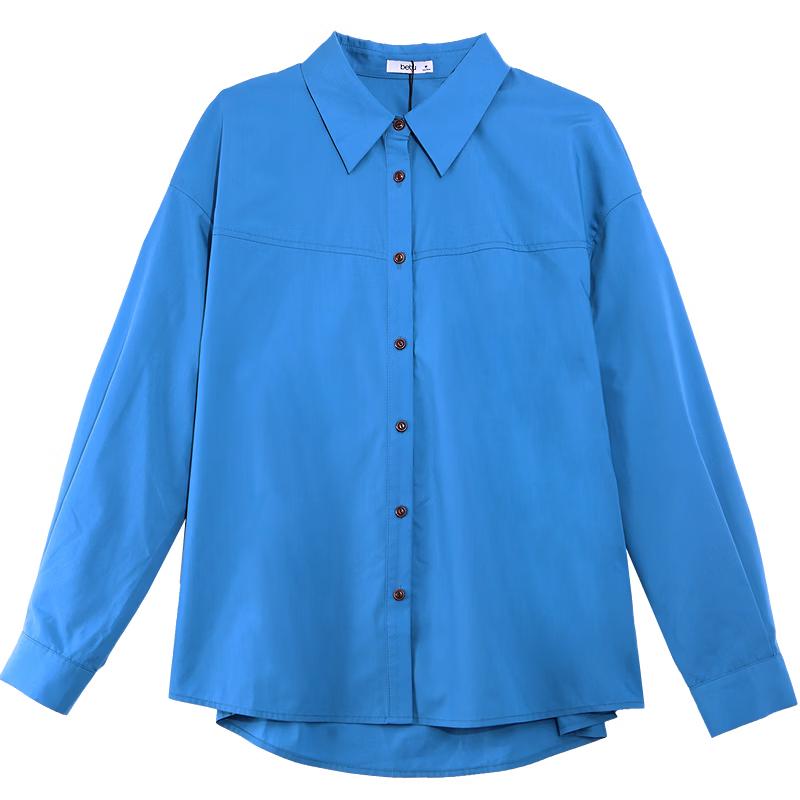 Damen Kleinblaues Hemd mit Knöpfen