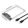 Transparent HDD Case HDD Enclosure 2.5 Inch SSD SATA To USB2.0 Type-C Adapter Portable External Hard Drive Box Tool-Free