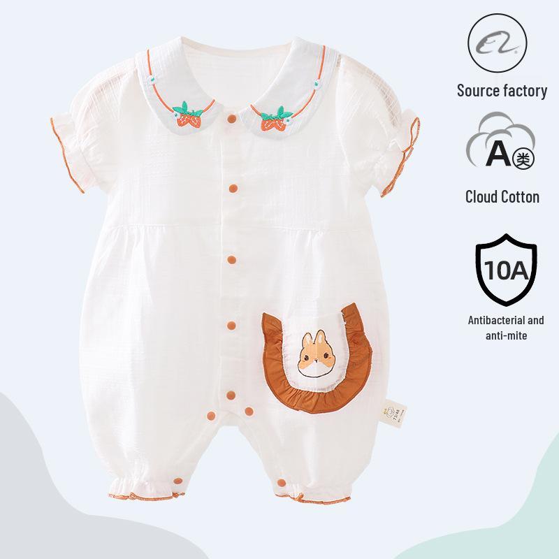Popular Unisex Baby Summer Cotton Romper - Short Sleeve Bodysuit for Newborns