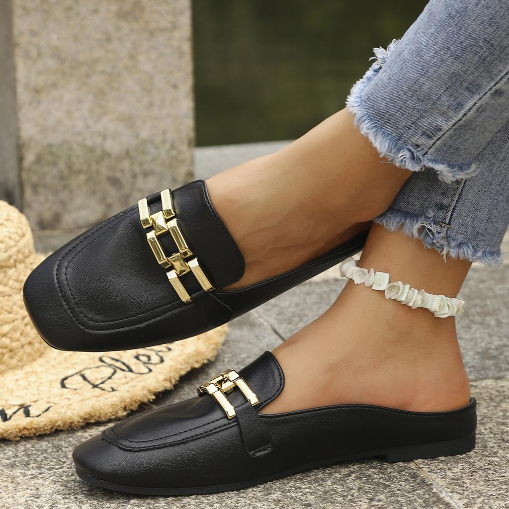 2025 Neue Damenschuhe Damen Flache Mode Vintage Leder Slipper Elegant Bequem Lässig Flache Schuhe für Damen