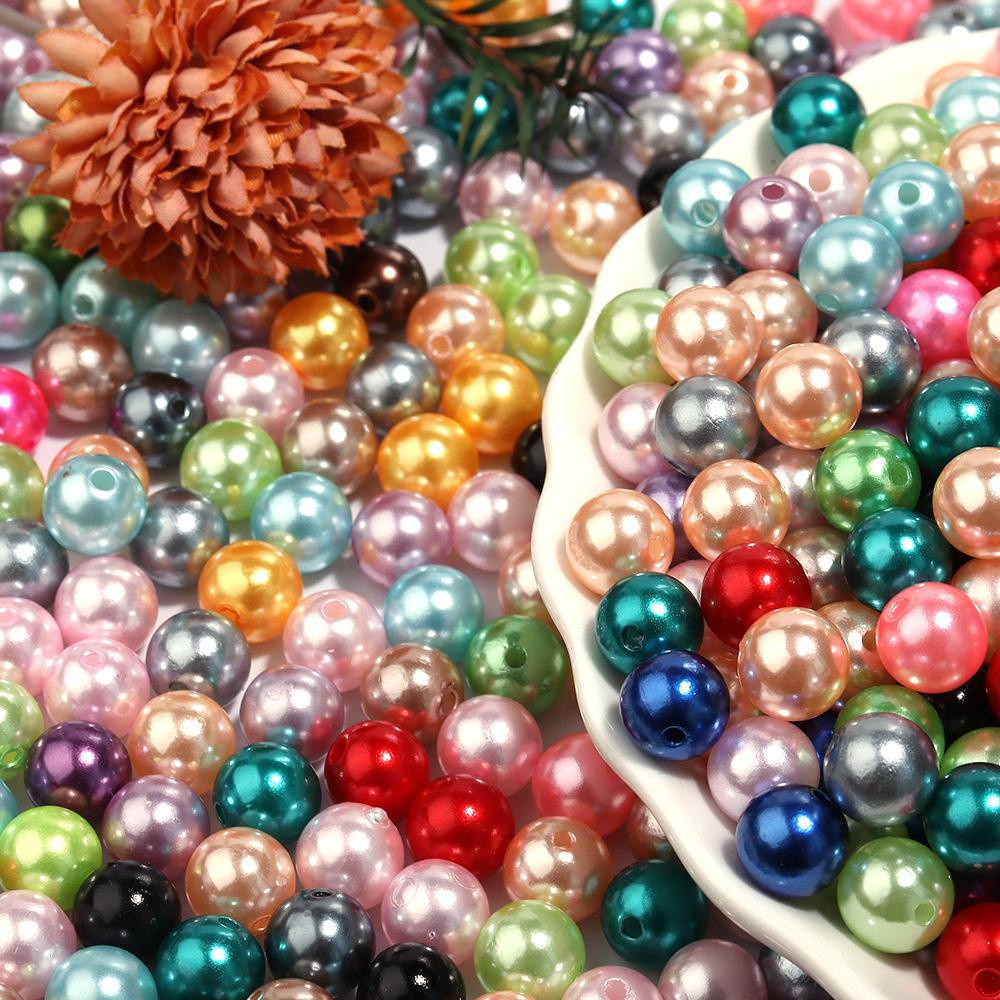 Abs Color Monochrome Straight Hole Imitation Pearl Beaded Bracelet Diy Bracelet Accessories