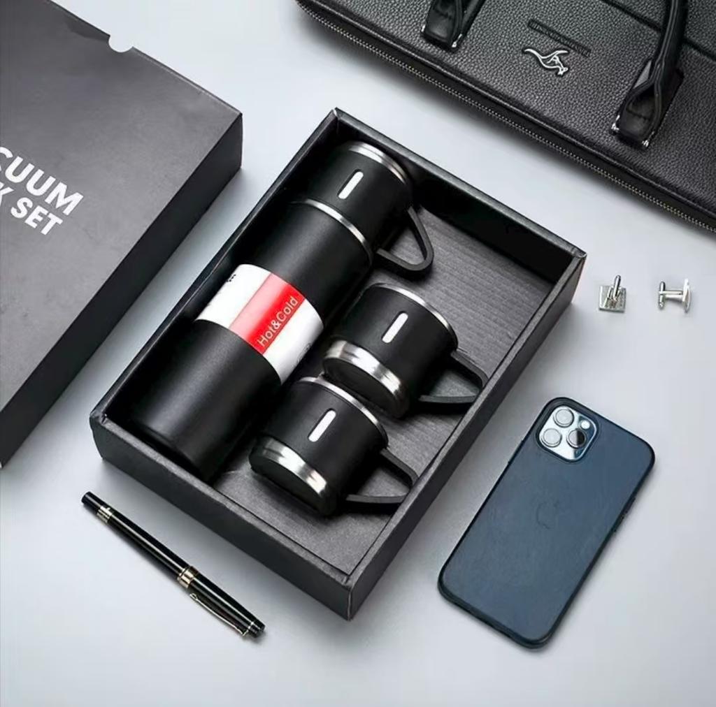 New Style High-value Gift Set Thermos Cup with Three Lids, 304 Stainless Steel Water Cup, Business Gift Cup