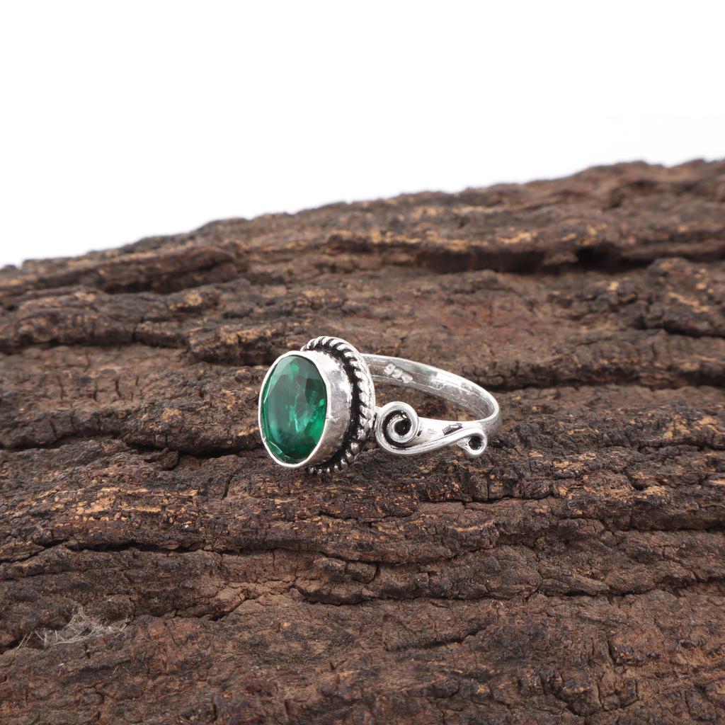 Green Emerald Gemstone Ring Jewelry, Handmade Gorgeous Silver Ring , 925 Sterling Silver Ring For Wedding Gift