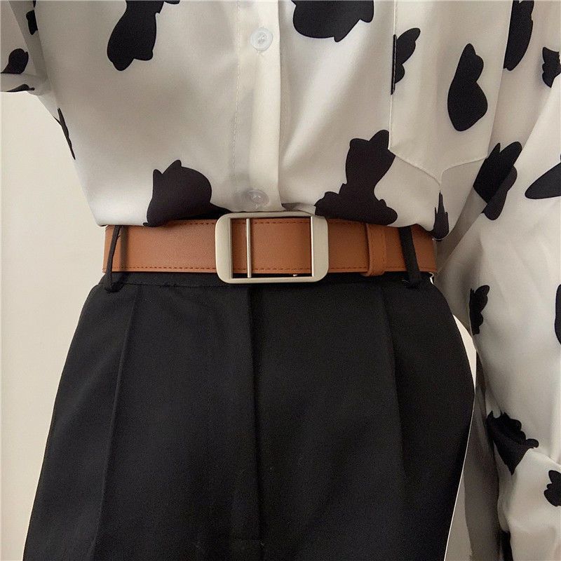 

Modern Korean Womens No Hole Jeans With Smooth Pu Belt For Effortless Outfits Stylish жёлтый