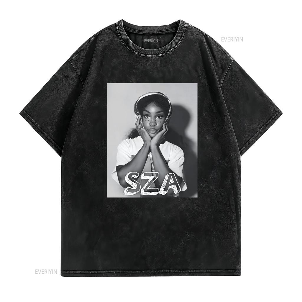 SZA Vintage T Shirt Music RnB Singer Rapper New Bootleg 90s Black Hip Hop PhotoshooT For Fan Vintage Washed Designer Clothes