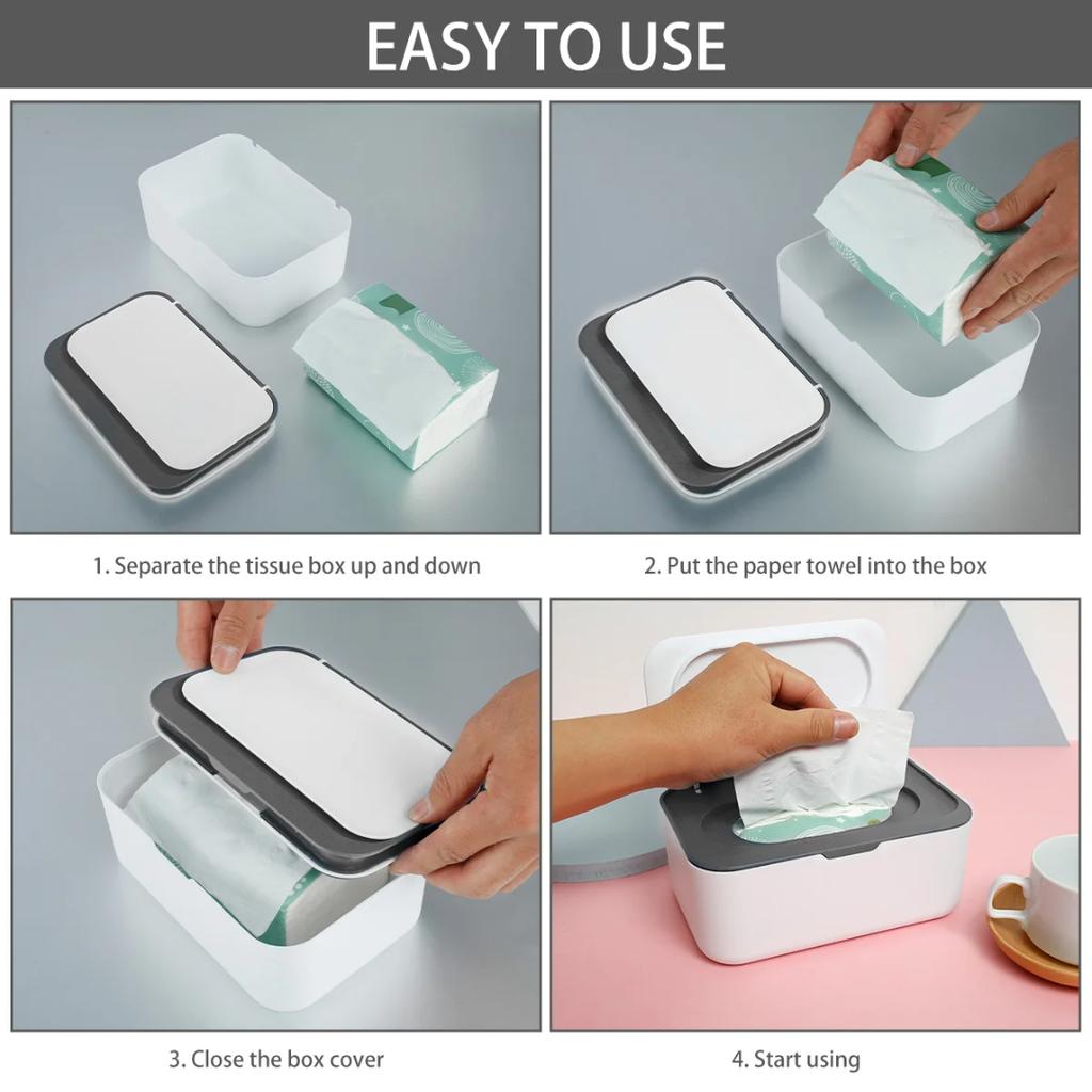 Scatola Salviette Umidificate Dispenser Carta Portatile con Coperchio Scatola Porta Salviette Antipolvere Organizzatore Auto per Bambino Tovagliolo Caldo