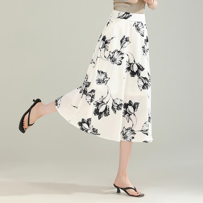 Bust skirt women's summer pleated skirt medium and long pendulum a word women's drape skirt high waist and thin umbrella skirt 2024