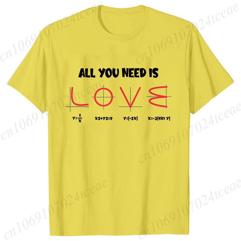 Retro Men's T-Shirt All You Need Is Love Math Equation Short Sleeve T-Shirt Summer Casual Tees Top Loose Oversize T-Shirt Men