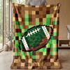 Pixel Football Running Theme Blanket Lightweight Warm Flannel Blanket Decorative Throw Blanket for Home Decoration