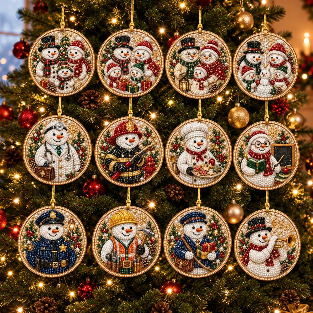 12Pcs Pearl Christmas Wooden Ornament Special-Shaped Gems Hanging Holiday Ornament  Christmas Tree