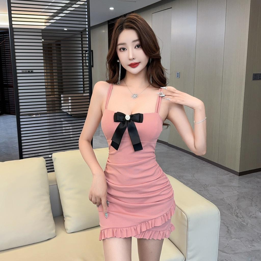 Sexy bow tube top dress women's autumn new design sense thin off-the-shoulder short skirt