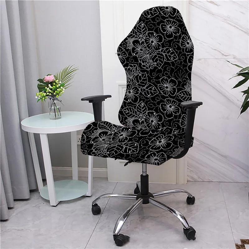 2pcs/set Flower Printed Racing Desk Rotating Slipcovers Office Computer Gaming Chair Covers Stretch Armchair Gamer Seat Cover