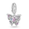 Spring copper Gem Butterfly Flower Pendant Suitable Compatible With Pandora Authentic Bracelets Diy Small Fresh Jewellery