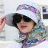 Women Summer Anti-Uv Sun Hat Outdoor Foldable Floral Print Caps Neck Face