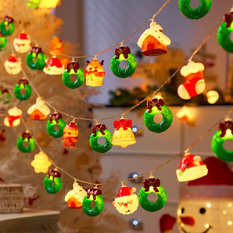 

20LED Christmas String Lights, Battery Operated - Santa/Snowman/Tree Design for Indoor Party Bedroom Xmas Decoration Gift 3M20LED