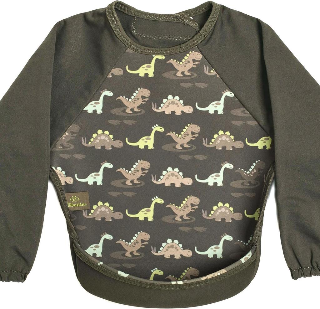 Bibetta Waterproof Apron with Ultra Raglan Dinosaur Roll-Up Sleeves, Bib, Sleeves,
