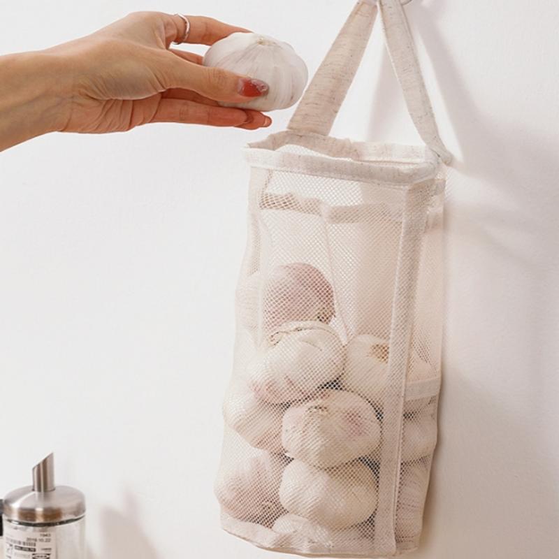 1Pc Portable Hanging Mesh Storage Bag Multi-purpose Breathable Fruit And Vegetable Hanging Net Bag Kitchen Gadgets