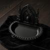 Dark Niche Desk Decor Church Carving Design Storage Box, Matte Black Desktop Organizer for Rings Incense Tray Bracelets Goth Decor, Gothic Style