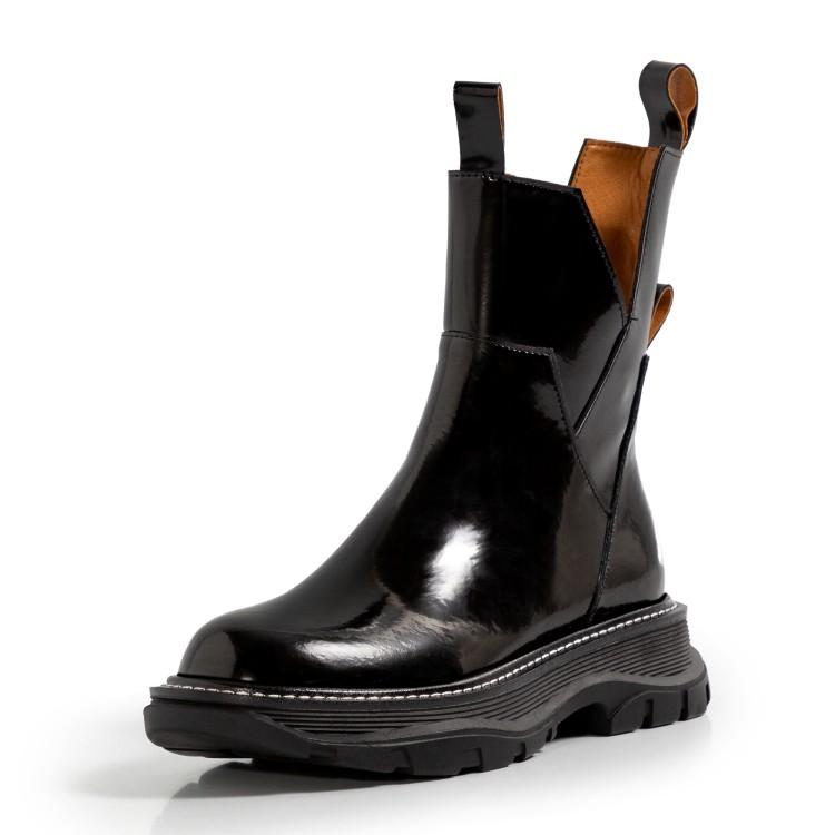 Fashion Women Shoes Platform Women Boots 2024 Winter Genuine Leather Zip Ankle Boots Women Autumn Black Zapatos De Mujer Chunky Boots