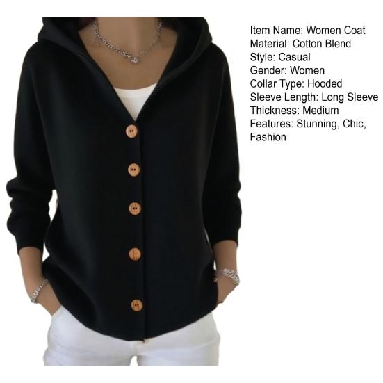 Women's Hooded Cardigan Sweater Casual Long Sleeve Button Down Knit Hoodie Coat Oversized Fall Outerwear