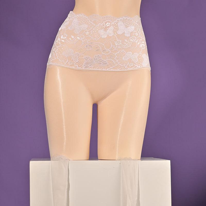 Damenstrumpfhosen  Ölig Nahtlos im Schritt Strümpfe Ultra-Dünn Spitze am Bund Sommer Transparentes Netz Hohe Socken Exotische Lingerie