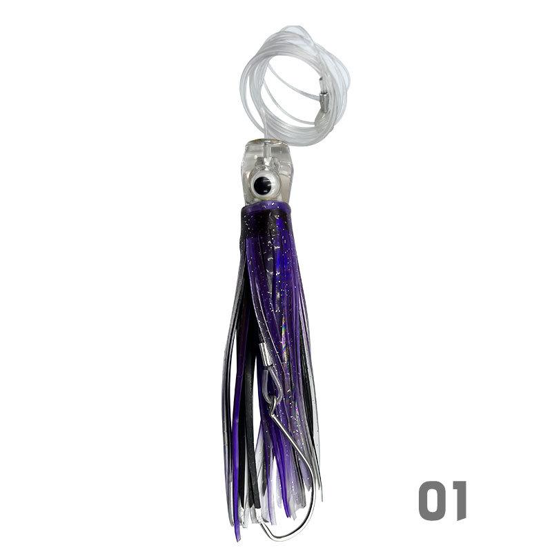 6-Piece Resin Soft Lure Set-Large Octopus Skirt Squid-Style Baits for Trolling Boat Fishing & Sea Angling Tuna Lure Hooks