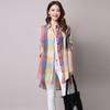 Plus size dames zomer dunne geruite lange blouse losvallend elegant Koreaanse stijl blouses tops