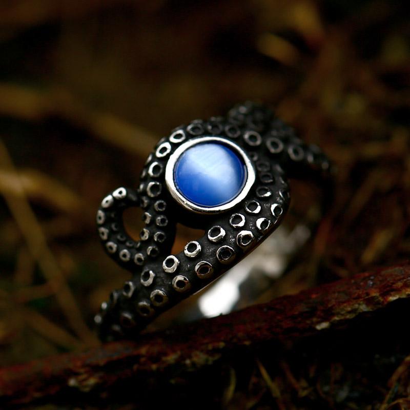 BEIER Edelstahl Antik Mode Herrenringe Totenkopf Oktopus Edelstein Tier Retro Punk Gothic Biker Schmuck Großhandel