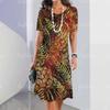 Fashion Women's Clothing Loose O-neck Dress Party Loose 3D Digital Printing