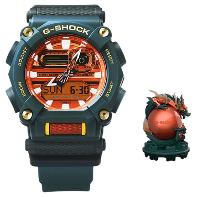 

CASIO Men Liquid Crystal/Analog Dual Display Series Orange Watch GA-900DBR-3APFL