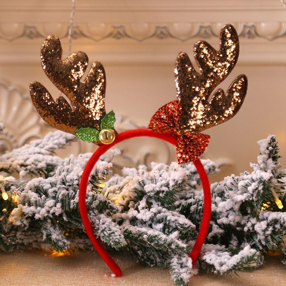 Dress Up Elk Bells Christmas Hair Band Antlers Headband Female Plush Hair Hoop Christmas Decoration