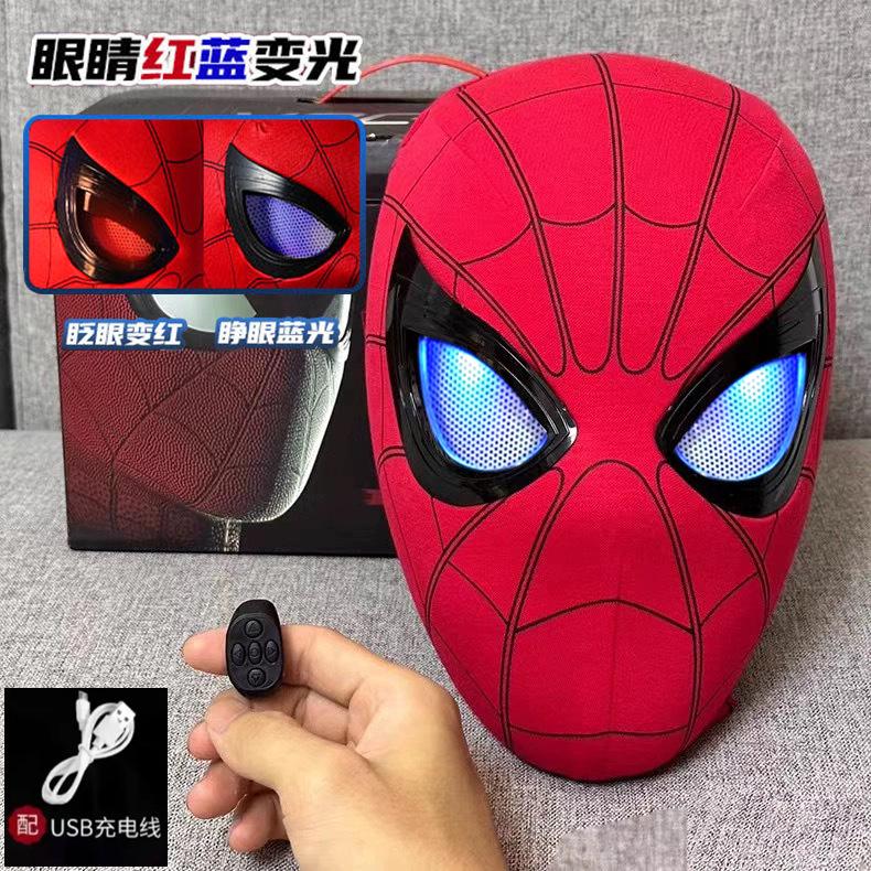 Adult Spider-Gwen Cosplay Helmet Touch Activated Light Up Electric Movable Eyes Mask Halloween Party Headgear