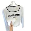 Women's Slim Fit Color-Block Square-Neck Long-Sleeve T-Shirt for Spring/Autumn 2025