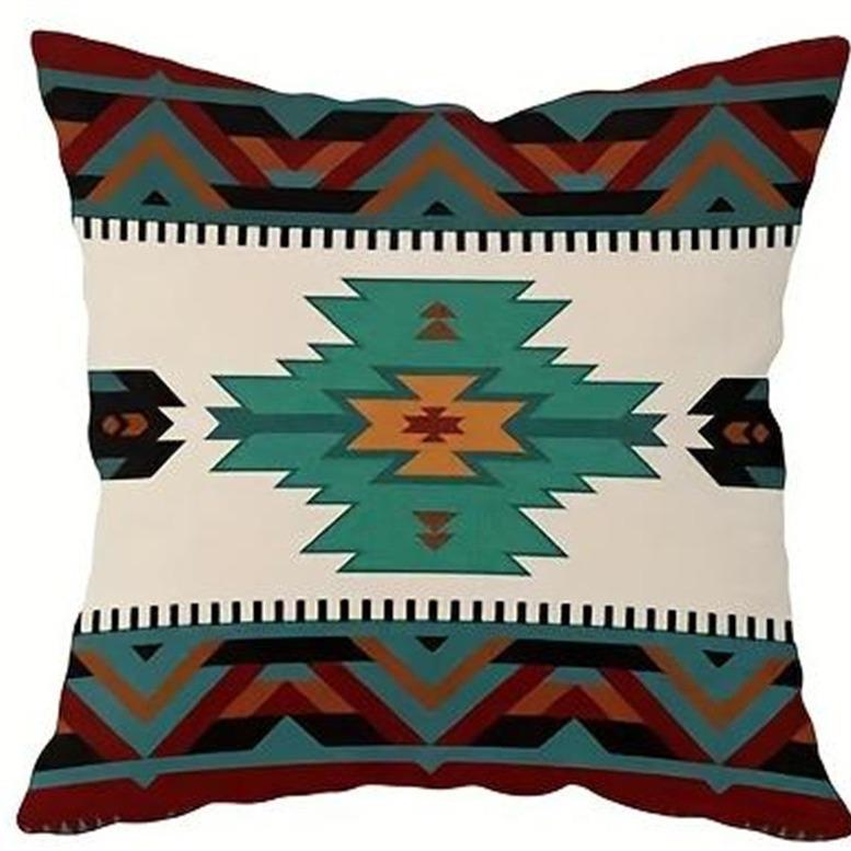 Retro Mandala Emoji Leinen Kissenbezug - Ohne Füllung