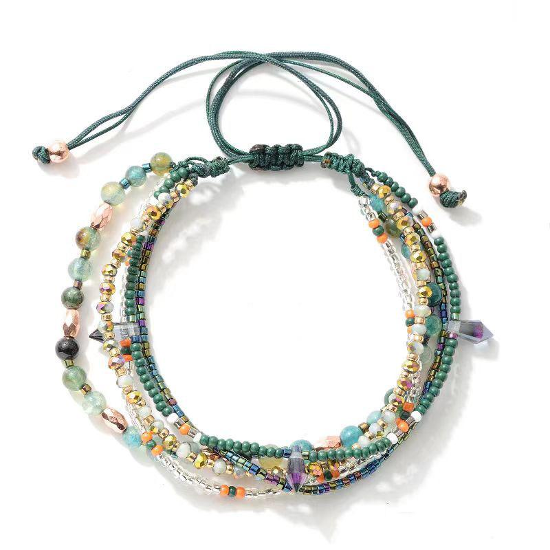 New Chinese Colorful Bead Bracelet for Women Antique Elegance Adjustable Multi Layer Stackable Hand Jewelry
