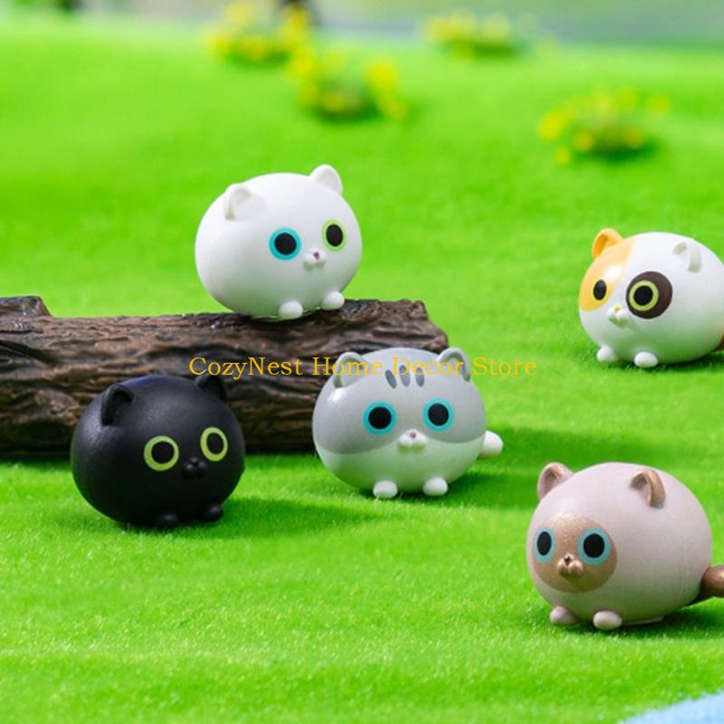 92MF Cats Figurines Mini Cats Decors Toy Playsets Miniature Doll Garden Figurine