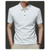 Seamless Stretch Short-Sleeved Polo Shirt for Men – Lightweight, Cooling Ice Silk, Loose-Fit Collared T-Shirt for Middle-Aged Men